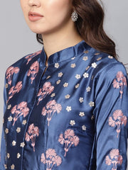 Blue Silk Partywear Dress - inddus-us