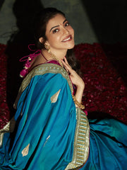 Blue Silk Traditional Saree - Inddus.com