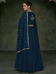 Breathtaking Blue Anarkali-Suit - Inddus.com