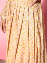 Bright Yellow Printed Semi-stitched Lehenga Choli With Dupatta - Inddus.com