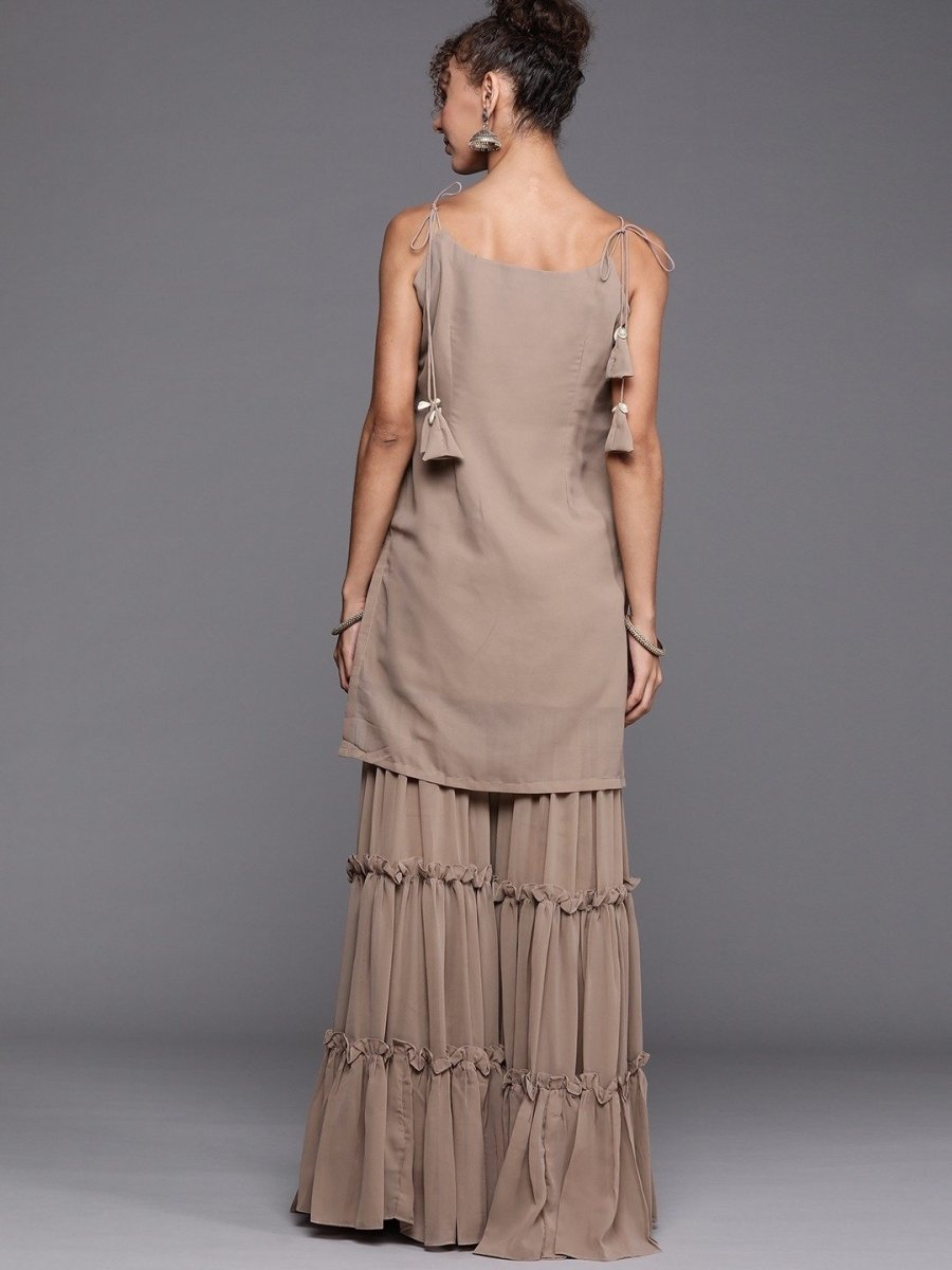 ChikooChikankari Embroidered Kurta with Sharara - Inddus.com