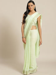 Cotton Blend Green Traditional Saree - inddus-us