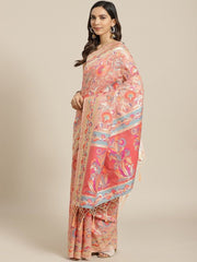 Cotton Blend Pink Traditional Saree - inddus-us
