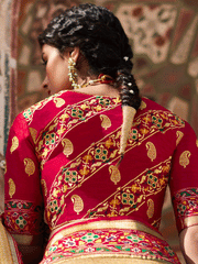 Cream Silk Embellished Saree - Inddus.com
