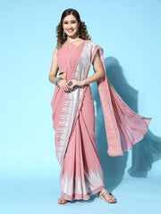 Dirty Pink Sequins Embroidered Georgette Saree with Blouse Piece - Inddus.com