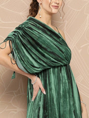 Drape Ombre Printed Maxi Gown with Inner - Inddus.com