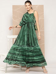 Drape Ombre Printed Maxi Gown with Inner - Inddus.com