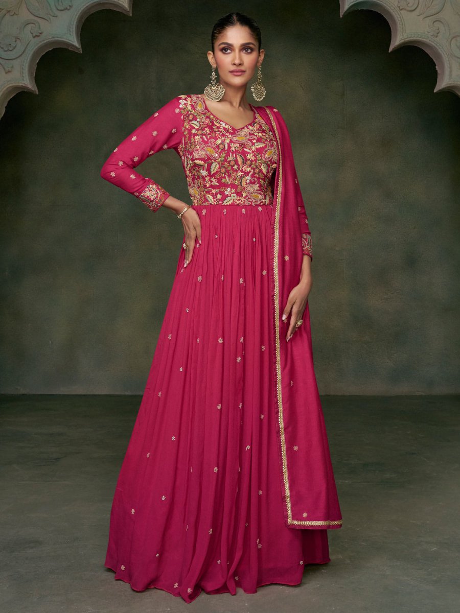 Elegant Pink Anarkali-Suit - Inddus.com