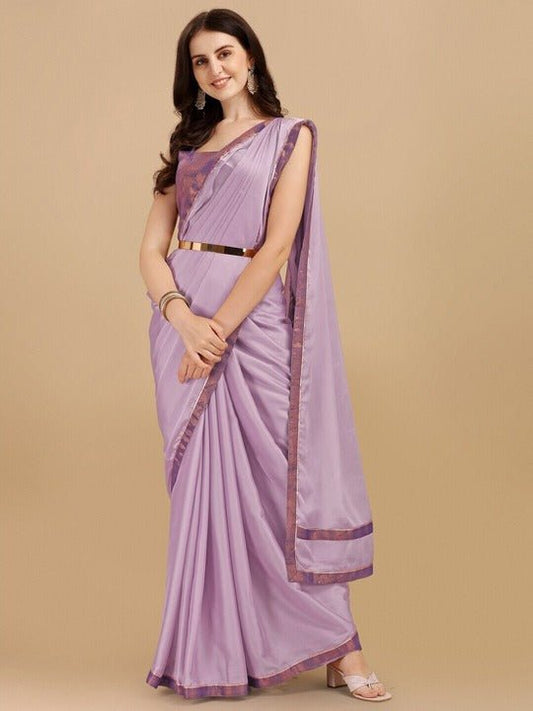 Embellished Border Silk Blend Saree - Inddus.com