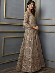 Embellished Fit & Flare Ethnic Dress With Dupatta - Inddus.com