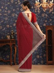 Embellished Mukaish Saree - Inddus.com