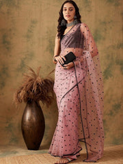 Embellished Net Saree - Inddus.com