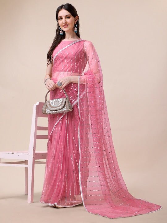 Embellished Net Sarees - Inddus.com