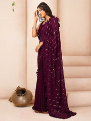 Embellished Sequinned Saree - Inddus.com