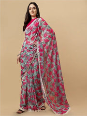 Embroidered Floral Saree - Inddus.com