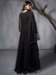 Embroidered Georgette Anarkali Kurta with Dupatta - Inddus.com