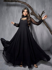 Embroidered Georgette Anarkali Kurta with Dupatta - Inddus.com