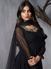 Embroidered Georgette Anarkali Kurta with Dupatta - Inddus.com