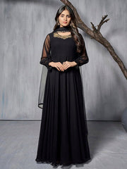 Embroidered Georgette Anarkali Kurta with Dupatta - Inddus.com