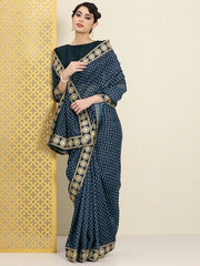 Embroidered Gotta Patti Bandhani Saree - Inddus.com