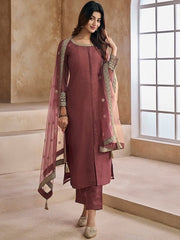Embroidered Kurta with Trousers & Dupatta - Inddus.com
