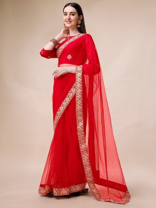 Embroidered Net Saree