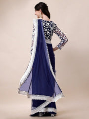Embroidered Net Saree - Inddus.com