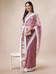 Embroidered Net Saree