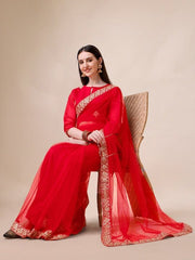 Embroidered Net Saree