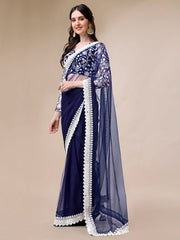 Embroidered Net Saree - Inddus.com