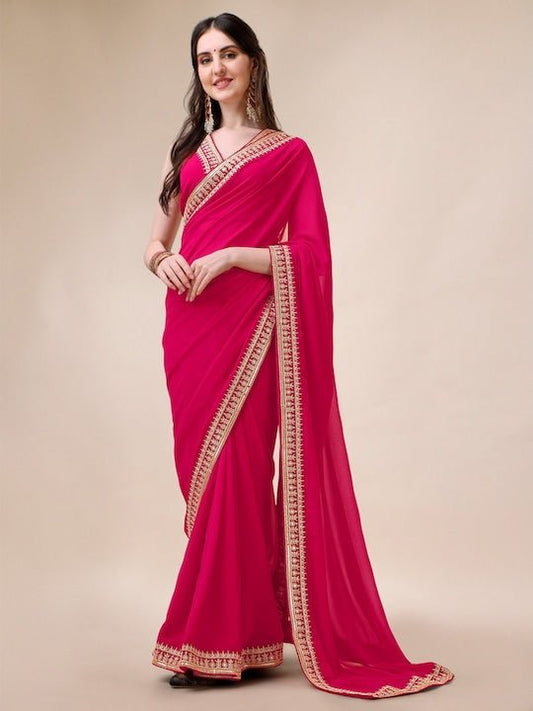 Embroidered Saree With Blouse