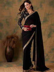 Embroidered Sequinned Bordered Saree