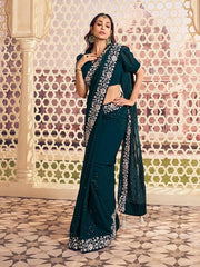 Embroidered Sequinned Saree - Inddus.com