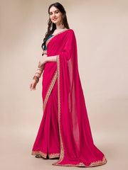 Embroidered Silk Blend Saree - Inddus.com