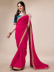 Embroidered Silk Blend Saree - Inddus.com