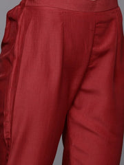 Embroidered Yoke Design Lace Up Kurta With Trouser - Inddus.com