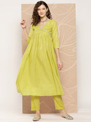 Empire Sequinned Pure Cotton Kurta With Trousers - Inddus.com