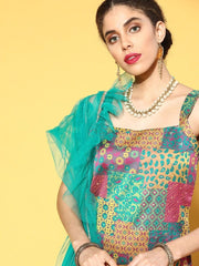 enthralling multi silk blend woven design kurta set