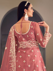 Enthralling Pink Partywear Anarkali-Suit - Inddus.com
