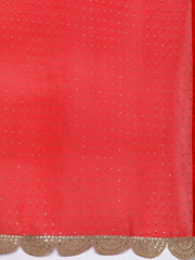 Ethnic Motifs Embroidered Chanderi Cotton Kurta With Palazzos & Dupatta - Inddus.com