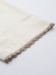 Ethnic Motifs Embroidered Chanderi Cotton Kurta With Palazzos & Dupatta - Inddus.com