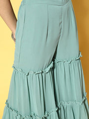 Ethnic Motifs Net Sheer Kurta Set - Inddus.com
