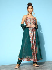 Ethnic Motifs Printed Kurta With Trousers & With Dupatta - Inddus.com