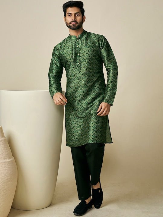 Ethnic Motifs Printed Mandarin Collar Kurta - Inddus.com