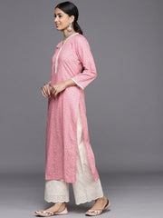Ethnic Motifs Printed Regular Chikankari Pure Cotton Kurta with Palazzos - Inddus.com