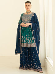 Firozi Georgette Partywear Sharara-Style-Suit - Inddus.com