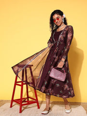 Fit & Flare Midi Dress With Jacket - Inddus.com
