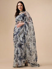 Floral Digital Printed Organza Saree - Inddus.com