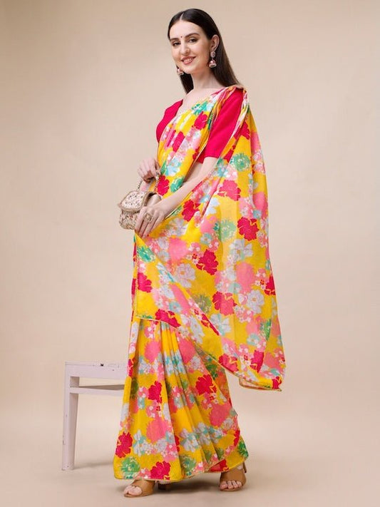 Floral Embellished Georgette Sarees