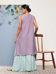 Floral Embroidered A-Line Kurta With Palazzos - Inddus.com